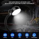 20W Magnetic LED Work Light with Flexible Gooseneck