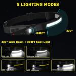 Rechargeable 3-Pack LED Headlamp with Motion Sensor