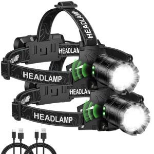 Rechargeable 99,000LM Headlamp Set - 2 Pack