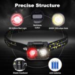 KunHe 2-Pack LED Red/White Headlamps for Outdoors