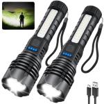 Bright Rechargeable Tactical Flashlights - 2 Pack