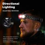 KunHe 2-Pack LED Red/White Headlamps for Outdoors