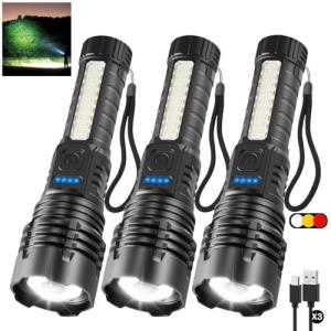 3-Pack Super Bright Rechargeable Tactical Flashlights