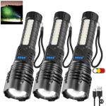 3-Pack Super Bright Rechargeable Tactical Flashlights