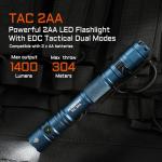 ACEBEAM TAC 2AA Rechargeable Tactical Flashlight 1400 Lumens