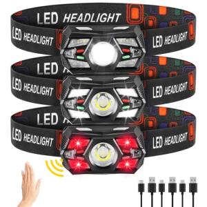 3-Pack Rechargeable Super Bright LED Headlamps
