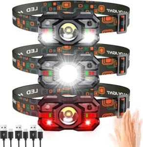 2000 Lumen Rechargeable Headlamp Flashlight 3-Pack