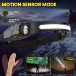 Rechargeable 3-Pack LED Headlamps with Motion Sensor