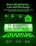 EBL 8 Pack High Capacity Rechargeable AA Batteries