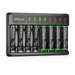 HiQuick 8-Bay Smart Battery Charger with Rechargeable AA/AAA