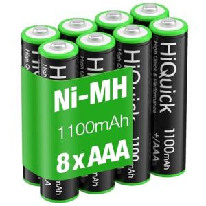 HiQuick Rechargeable AAA Batteries, 8 Pack, 1100mAh