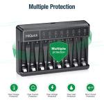 HiQuick 8-Bay Smart Battery Charger with Rechargeable AA/AAA