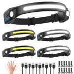 Rechargeable 5-Pack LED Headlamps with Motion Sensor