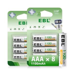 EBL 1100mAh Rechargeable AAA Batteries - 8 Pack