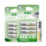 EBL 1100mAh Rechargeable AAA Batteries - 8 Pack