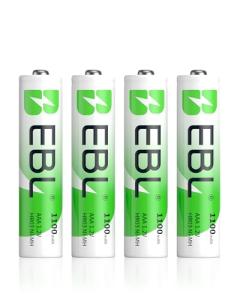 EBL 1100mAh AAA Rechargeable Batteries, 4-Pack