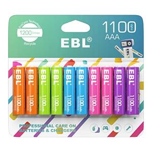 EBL 10-Pack Rechargeable AAA NiMH Batteries 1100mAh