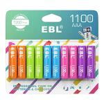 EBL 10-Pack Rechargeable AAA NiMH Batteries 1100mAh