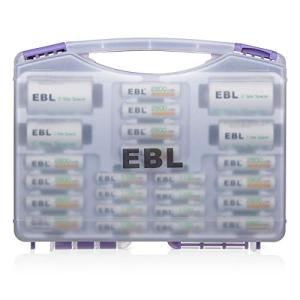 EBL Purple Power Battery Box with 12 AA, 8 AAA Batteries