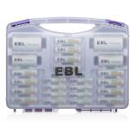 EBL Purple Power Battery Box with 12 AA, 8 AAA Batteries