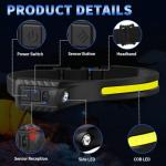 Rechargeable 5-Pack LED Headlamps with Motion Sensor