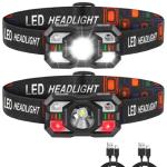Rechargeable LED Headlamps with Motion Sensor - 2 Pack