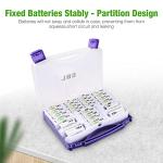 EBL Purple Power Battery Box with 12 AA, 8 AAA Batteries