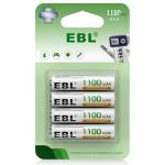 EBL 4-Pack AAA Rechargeable NiMH Batteries 1100mAh