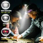 Lightweight Waterproof LED Headlamp with Red & White Light