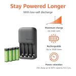 4-Bay AA/AAA Battery Charger with Rechargeable Batteries
