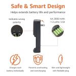4-Bay AA/AAA Battery Charger with Rechargeable Batteries