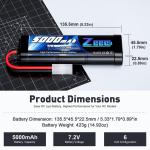 Zeee 7.2V 5000mAh NiMH RC Battery Pack