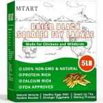 MTART 5LB Dried Black Soldier Fly Larvae Treat for Chicken, 100% Natural Non-GMO More Calcium Than Dried Mealworms High Protein Chicken Feed for Birds, Ducks, Layer Hens