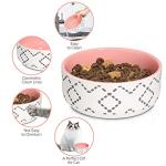 MSBC Ceramic Cat Bowls (13oz/390ml), Cute Cat Food and Water Feeder Set, Whisker Stress Free, Dishwasher Safe, Set of 2, Pink