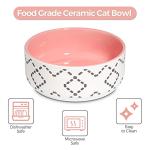 MSBC Ceramic Cat Bowls (13oz/390ml), Cute Cat Food and Water Feeder Set, Whisker Stress Free, Dishwasher Safe, Set of 2, Pink