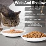 Kitwinney Cat Food Bowls, Whisker Friendly Ceramic Cat Bowls with Nonslip Silicone Bottom, Pack of 3 Quiet Cat Dishes and Plates for Feeding Indoor Cats, Kittens and Small Dogs(Fishbone)