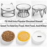 Kitwinney Cat Food Bowls, Whisker Friendly Ceramic Cat Bowls with Nonslip Silicone Bottom, Pack of 3 Quiet Cat Dishes and Plates for Feeding Indoor Cats, Kittens and Small Dogs(Fishbone)