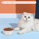 MSBC Ceramic Cat Bowls (13oz/390ml), Cute Cat Food and Water Feeder Set, Whisker Stress Free, Dishwasher Safe, Set of 2, Pink