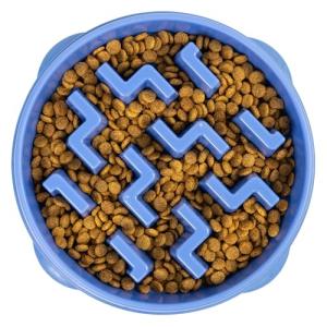 Outward Hound Large Slow Feeder Bowl, Puzzle Maze for Fast Eaters, Medium to Large Dogs, Helps Prevent Bloat & Aid Digestion, Holds 4 Cups Wet or Dry Food, Non-Slip, Made Without BPA, Blue