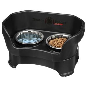 Neater Pet Brands Neater Feeder Deluxe Mess Proof Dog Bowls Elevated for Medium Dogs 19-40 lbs, Made in USA, No Spill Raised Dog Food Bowl Stand Feeding Station, Food and Water Bowl Set, Black