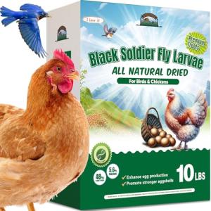 HATORTOP 10LB Dried Black Soldier Fly Larvae for Chickens - Non-GMO Insect Larvae Treats More Calcium Than Mealworms, High Protein Chicken Feed for Backyard Poultry - BSFL, Bird Food, Chicken Worms