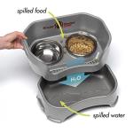 Neater Feeder Deluxe Mess Proof Dog Bowls Elevated Medium Sized Dogs (19-40 lbs) Made in USA, No Spill Raised Dog Food Bowl Stand w/Leg Extension, Stainless Steel Food and Water Bowl Set, Grey