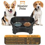 Neater Pet Brands Neater Feeder Deluxe Mess Proof Dog Bowls Elevated for Medium Dogs 19-40 lbs, Made in USA, No Spill Raised Dog Food Bowl Stand Feeding Station, Food and Water Bowl Set, Black