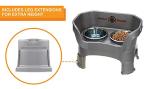 Neater Feeder Deluxe Mess Proof Dog Bowls Elevated Medium Sized Dogs (19-40 lbs) Made in USA, No Spill Raised Dog Food Bowl Stand w/Leg Extension, Stainless Steel Food and Water Bowl Set, Grey
