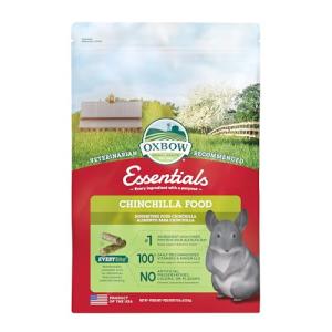 Oxbow Essentials Chinchilla Food, Made with Oxbow Alfalfa, Vitamin & Mineral Rich Food for Chinchillas, Small Animal Pet Pellets, Made in USA, High Fiber, 10 lb Bag