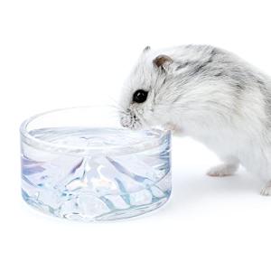 Niteangel Hamster Feeding & Water Bowls- Mount Fuji Series Glass Drinking Bowls for Dwarf Syrian Hamsters Gerbils Mice Rats or Other Similar-Sized Small Pets