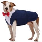 IDOMIK Dog Tuxedo Suit, Navy Blue, Polyester & Cotton, for Small to 2XL Dogs, Formal Vest with Detachable Bow Ties & Bandana Scarf, Great for Weddings, Birthdays, Parties
