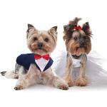 IDOMIK Dog Tuxedo Suit, Navy Blue, Polyester & Cotton, for Small to 2XL Dogs, Formal Vest with Detachable Bow Ties & Bandana Scarf, Great for Weddings, Birthdays, Parties