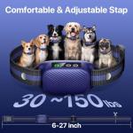 Dog Bark Collar for Large Medium Dogs,Automatic Barking Collar with 3 Training Mode,Rechargeable Anti Bark Collar with 8 Adjustable Sensitivity (Blue)