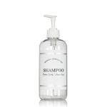 Artanis Home Refillable Clear PET Plastic 16 oz Shampoo Bottle with White Plastic Pump Dispenser - Chrome Accent Waterproof Labeled Bottle